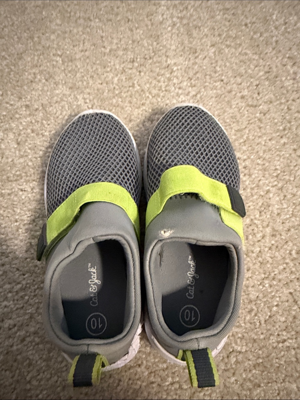 Cat & Jack Gray and Lime Slip-On Kids Sneakers